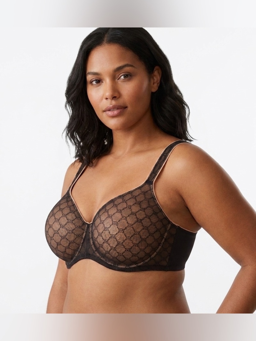 Soma Black Geo Lace Full Coverage Underwire Bra – Size 36G